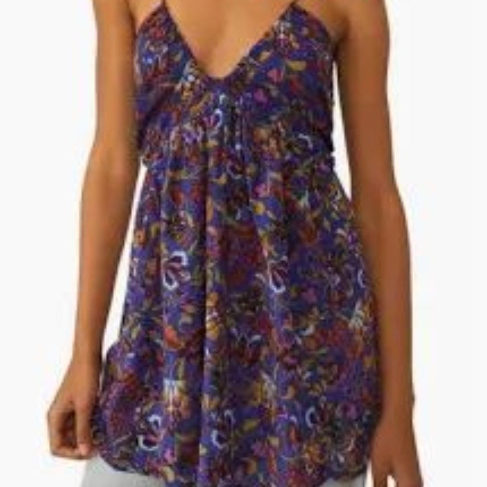NWT Free People Pixie Cross-Back Tunic Top Size Small  Color Royal Combo